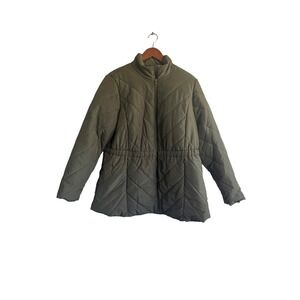 Lane Bryant Olive Green‎ Diamond Quilted Puffer Jacket Women's Size 14